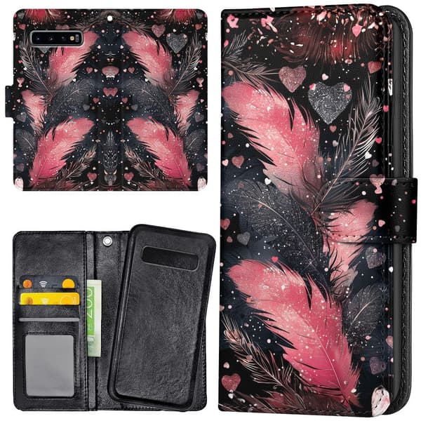 Samsung Galaxy S10 - Plånboksfodral/Skal Feathers