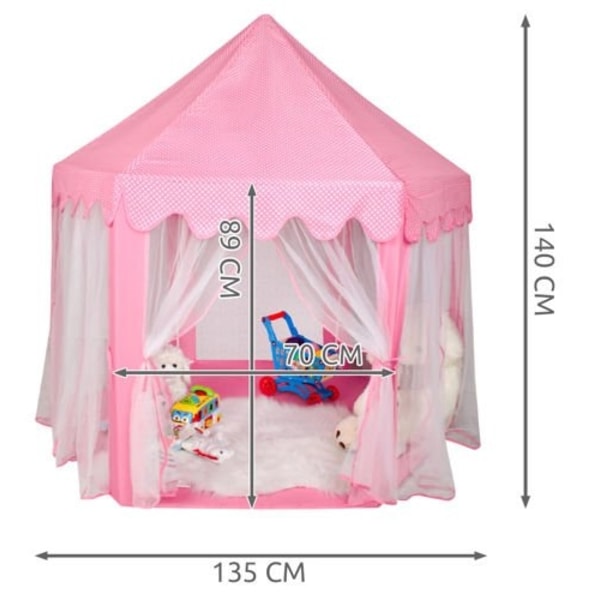 Leiketelt for Barn / Barntelt - 140cm Pink