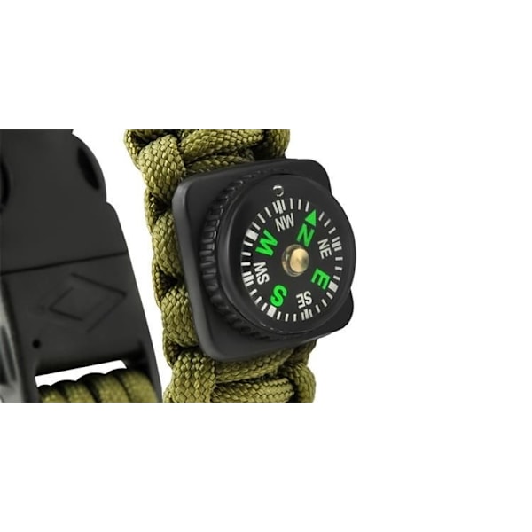 Paracord Armband / Överlevnadsarmband – 5-i-1 funktioner Grön