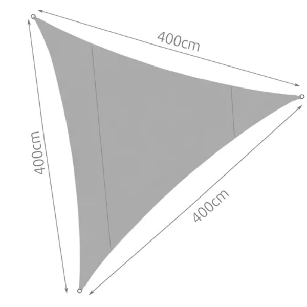 Solsegel / Segelduk - Vattentät - 4x4x4 m - 180g/m2 grå