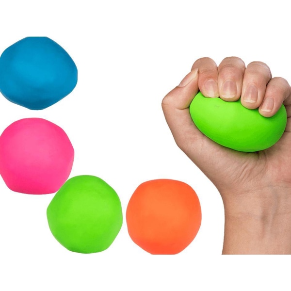 2-Pack - Stressboll / Klämboll - Enfärgad - 6 cm multifärg