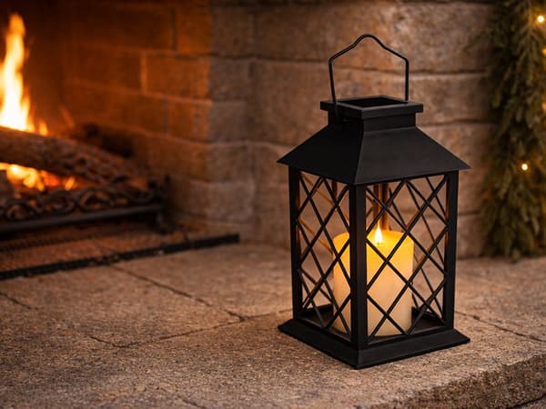 LED lykta dekorativ solcell Svart