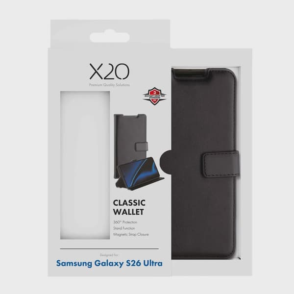 X2O Classic Wallet Plånboksfodral Samsung Galaxy S26 Ultra Svart