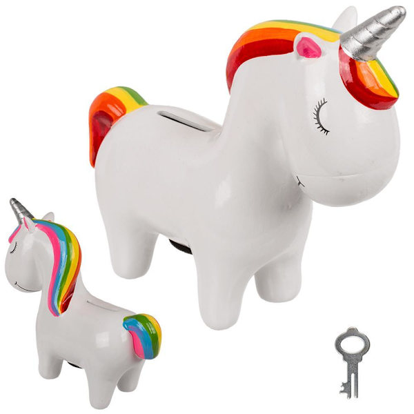 Sparbössa Enhörning / Spargris - Unicorn / Ponny - 19cm Vit