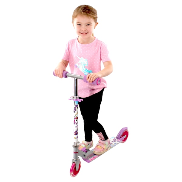 Sparkcykel med Lysende Hjul / Enhjørning - Scooter til Børn Pink
