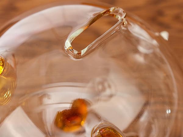 Spargris glas liten Brun