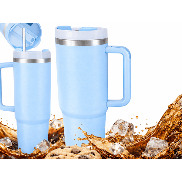 Termosmugg 1.2 L med sugrör Blå