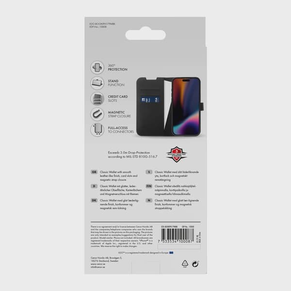 X2O Classic Wallet Plånboksfodral iPhone 18 Pro Max/17 Pro Max Svart