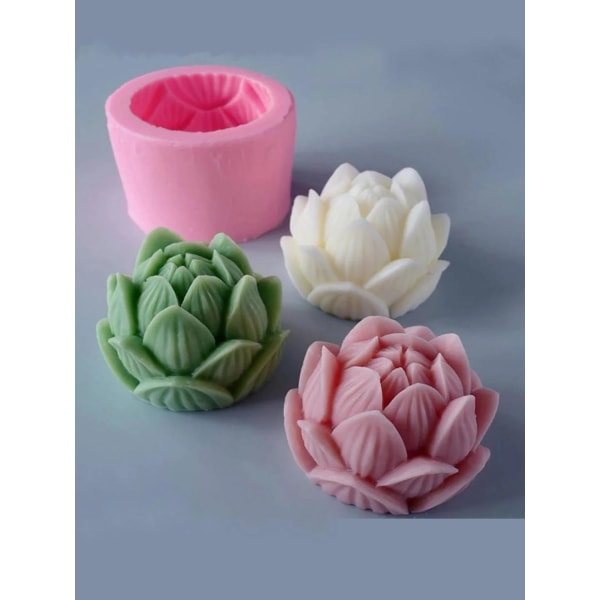 Lotusformet silikoneform - Støb dine egne stearinlys - Form til Stearin Pink