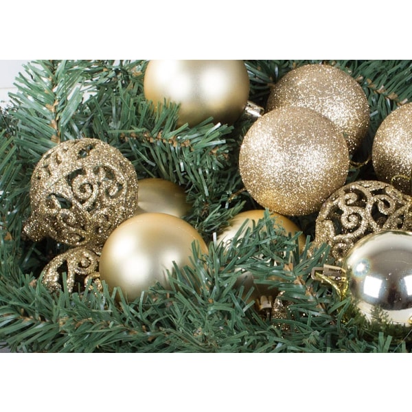 100-Pak Julekugler + Stjerne – Juledekoration Gold