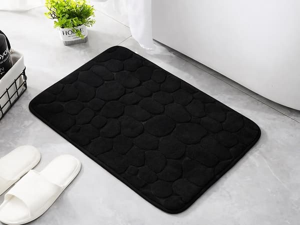 Badrumsmatta halkfri mjuk 80 x 50 cm Svart