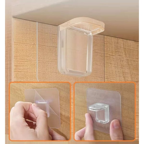 6-Pack Hyllhållare Självhäftande - Hyllplanshållare Transparent