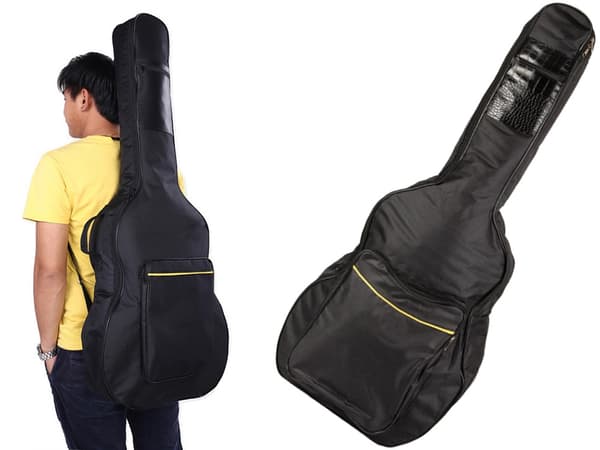 Akustisk klassisk gitarrfodral med fickor hängslen gitarrhållare