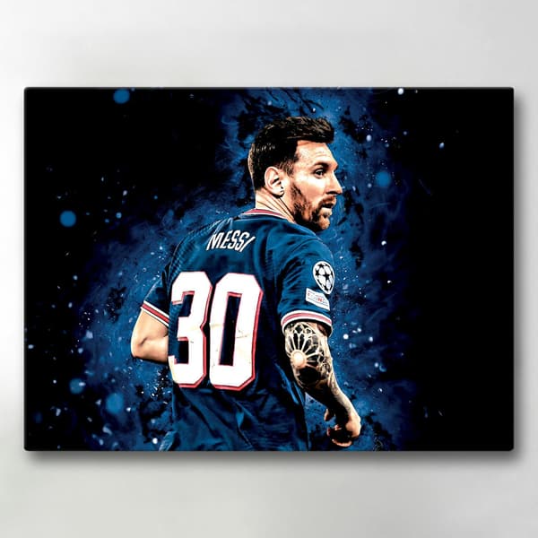 Lerretsbilde / Bilde - Messi - PSG - 40x30 cm - Lerret Multicolor