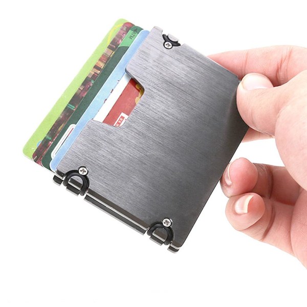 Korthållare 6 kort - RFID - Plånbok Pop-Up i Aluminium Blå