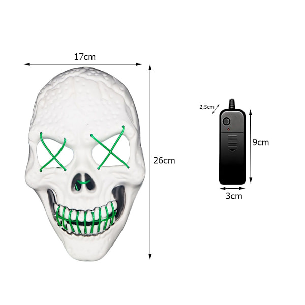 Led dödskalle mask halloween glödande led party