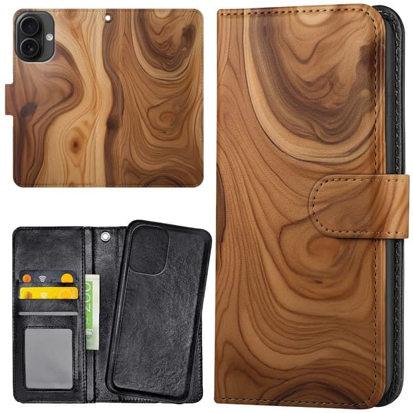 iPhone 16 Plus - Plånboksfodral/Skal Wood
