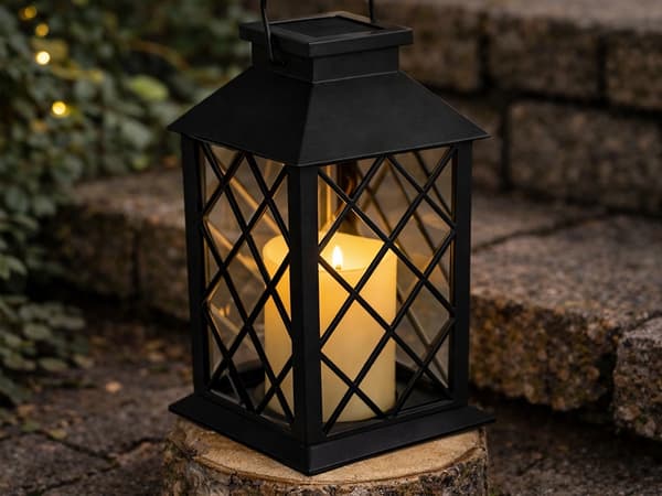 LED lykta dekorativ solcell Svart
