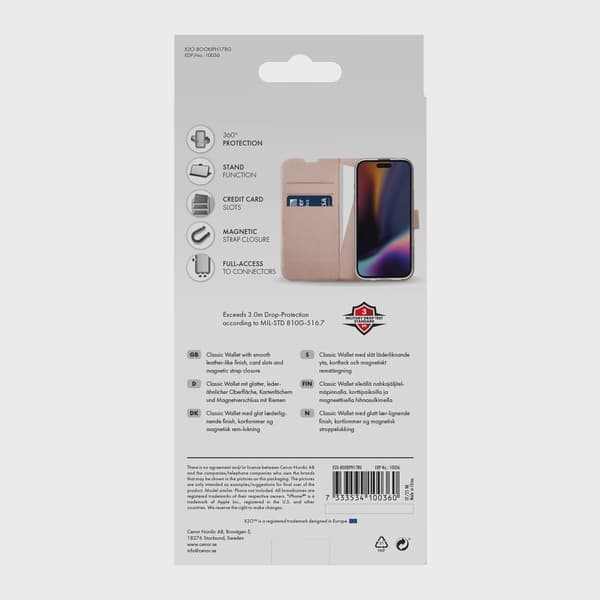 X2O Classic Wallet Plånboksfodral iPhone 17 Rose Gold
