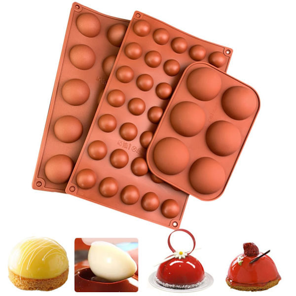Silikoneform / Isform / Chokoladeform – Halvkugle Brown 15 hål