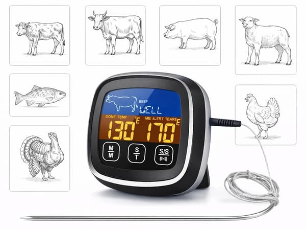 Köttermometer digital med probe Black