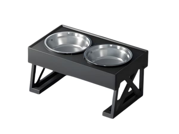 Hund- och kattmatskål dubbel med stativ rostfri