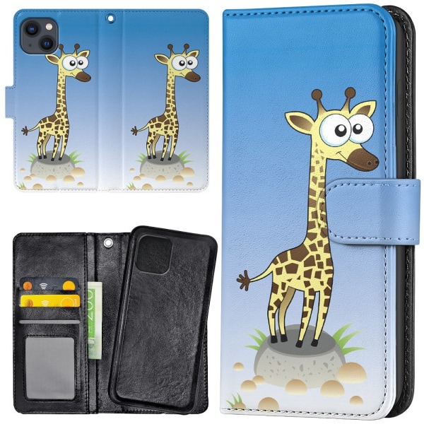 iPhone 15 - Lommebok Deksel Tegnet Giraff