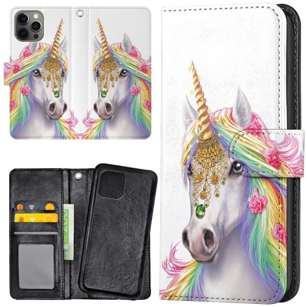 iPhone 12 Pro Max - Plånboksfodral/Skal Unicorn/Enhörning