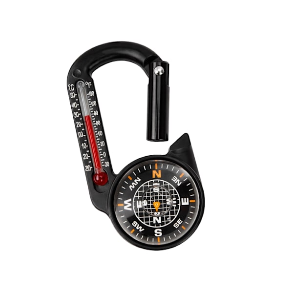 Kompass med karbinhake termometer