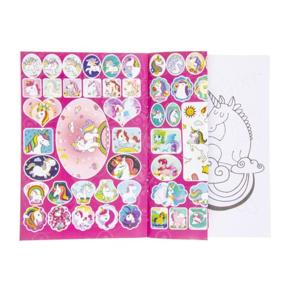 Målarbok för Barn med Klistermärken - Enhörning multifärg