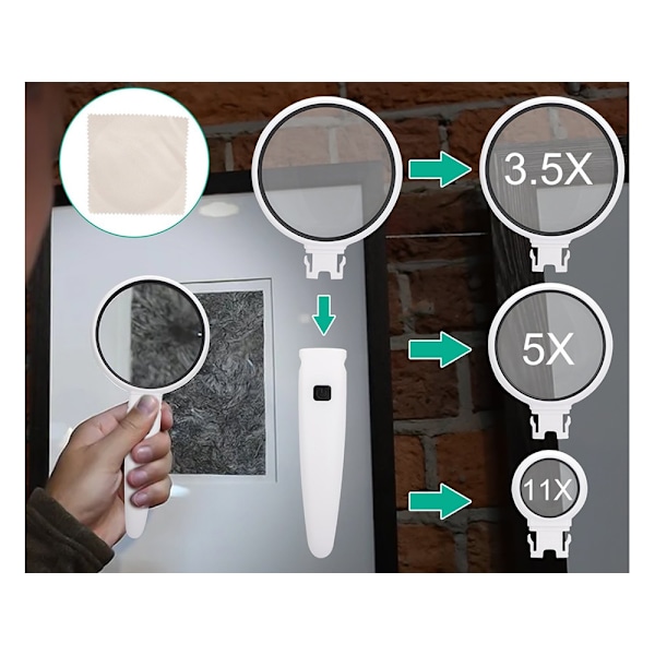 Förstoringsglas med 2x led-belysning