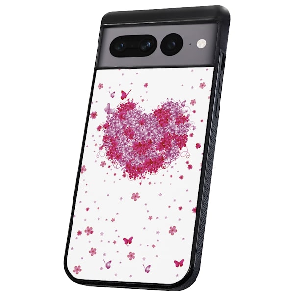 Google Pixel 8A - Deksel/Mobildeksel Blomsterhjerte