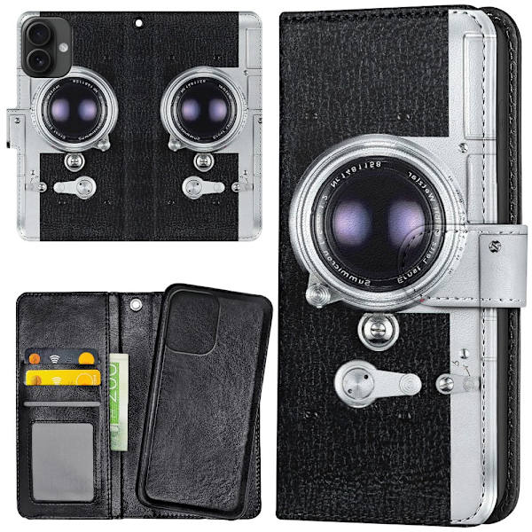 iPhone 16 Plus - Lommebok Deksel Retro Kamera