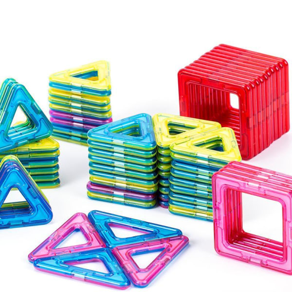 Magnetic Tiles - 40 Delar Magnetiska Brickor - Bygg med Magneter multifärg