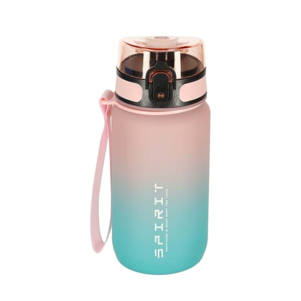 600ml Vattenflaska med Sugrör & Tidsmarkör Rosa