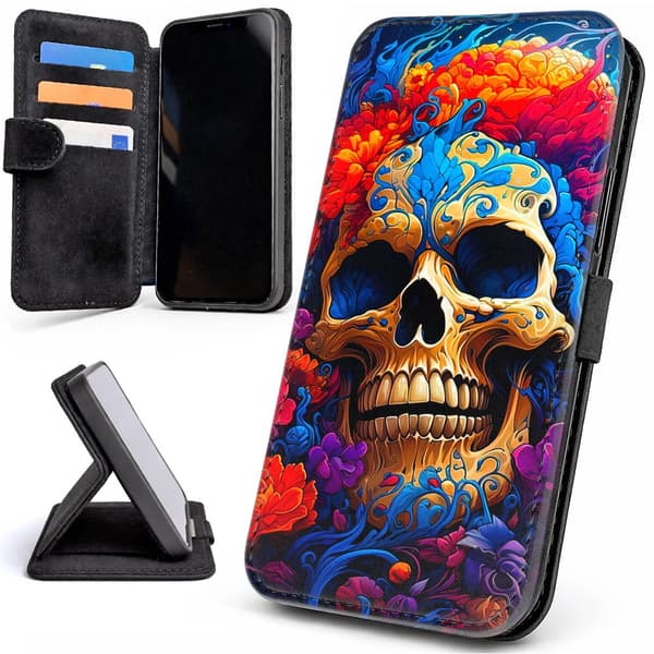 Lommebok Deksel / Mobildeksel til iPhone 17 Pro Max - Skull