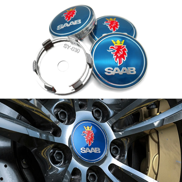 4-Pack - SAAB Centrumkåpor / Hjulnav Emblem - Bil 60mm