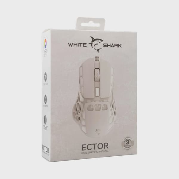 White Shark ECTOR Gaming Mus 7D 12.400dpi Vit