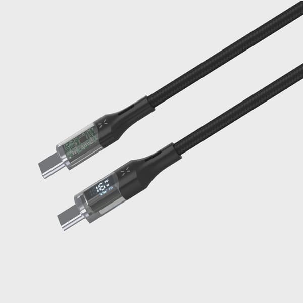 FIXED LED Laddningsdisplay USB-C/C 100W kabel 1.2m Svart