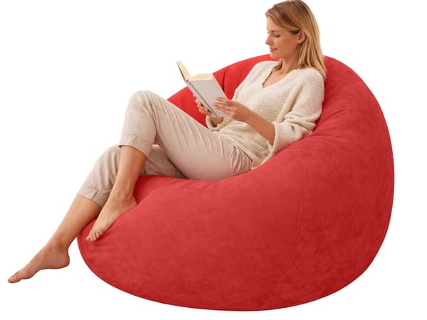 Uppblåsbar sittpuff velour Röd
