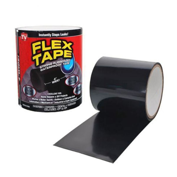 Vanntett tape / Flex Tape - Ekstra sterk - 10cm x 1,5m - Sort Black