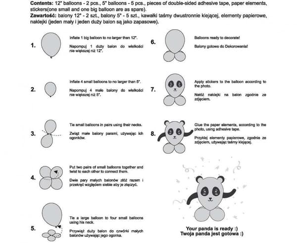 Söt panda ballong, ballongset med panda tema