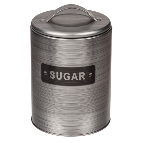Rund Metaldåse - Vælg mellem Kaffe, te & sukker Silver Sugar