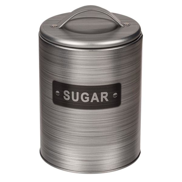 Rund Metallburk - Välj mellan Kaffe, te & socker Silver Sugar