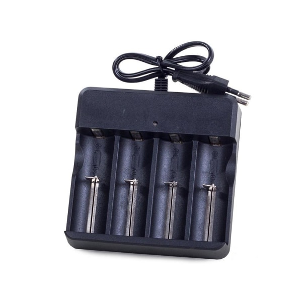 4x Batterioplader - 14500, 16340, 18650, 26650, 32650 Batterier Black