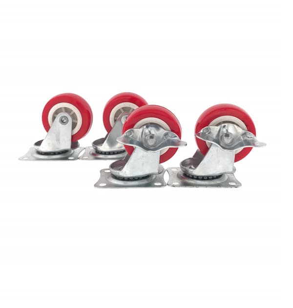 Hjulset 50 mm röd 4-pack 2 broms