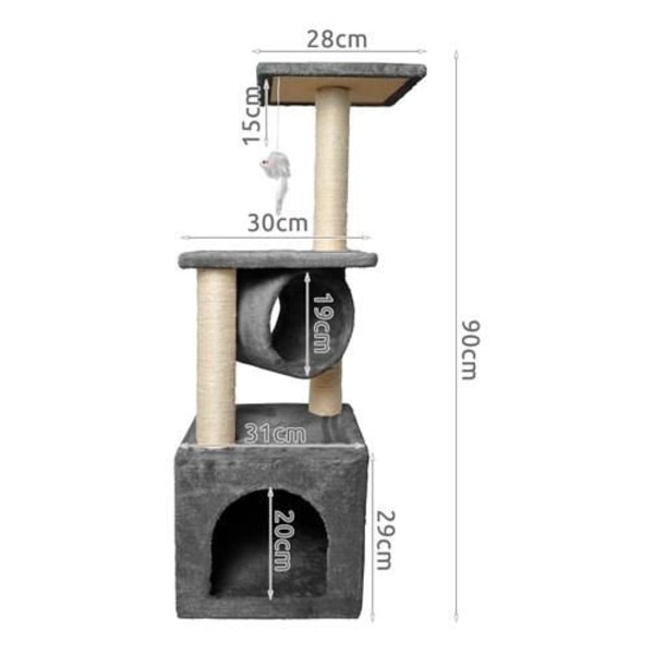 Katträd / Klösträd / Klöspelare för Katter - 90 cm grå