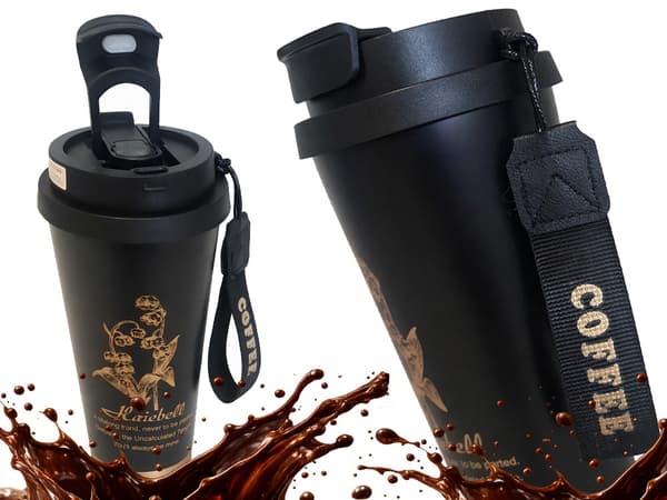 Termosmugg 530 ml med sugrör Svart