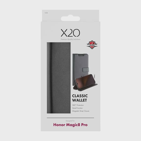 X2O Classic Wallet Plånboksfodral Honor Magic8 Pro Svart