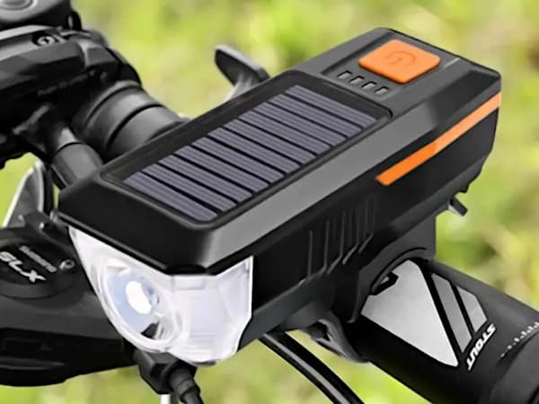 Cykellampa solcell - LED med signal och tuta